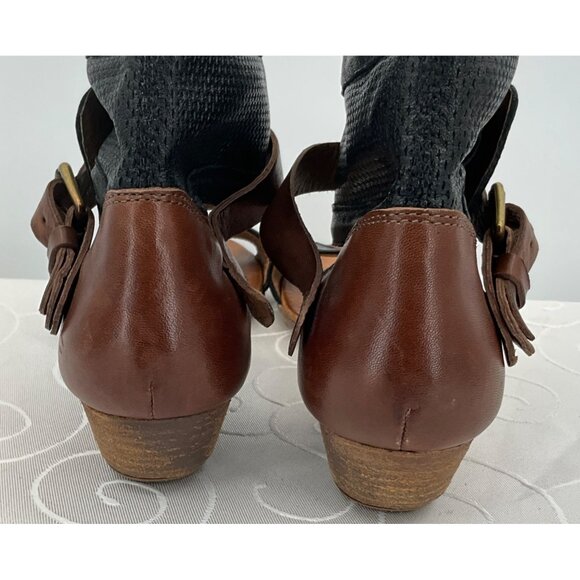 Miz Mooz Leather & Mesh Ankle Strap Sandals Brown/Black Women's Size 40 - Picture 8 of 8